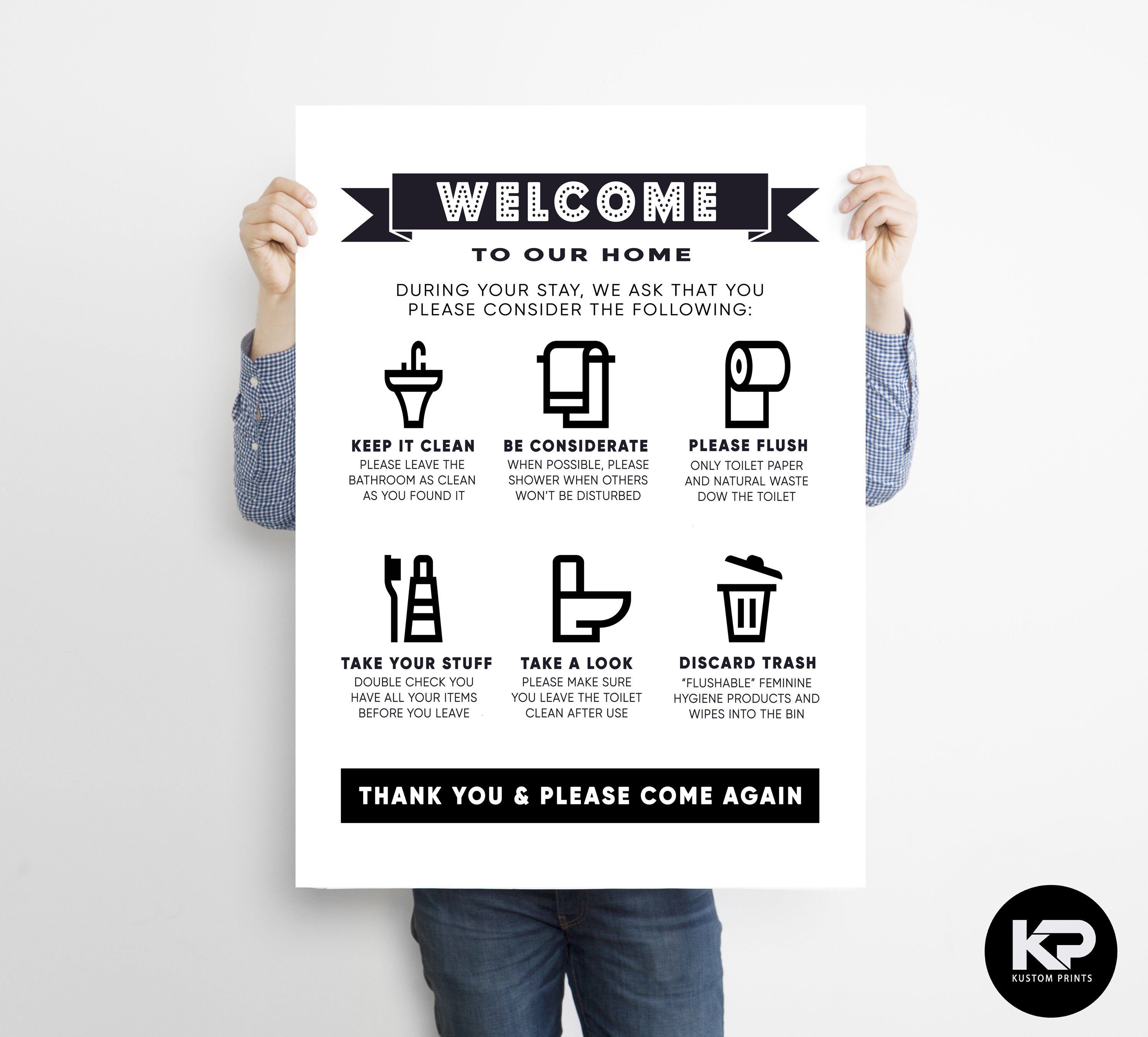 Funny Bathroom Rules Print Toilet Sign Picture Wc Humour Wordart Wall Poster Home Decor Home Decor Posters Prints